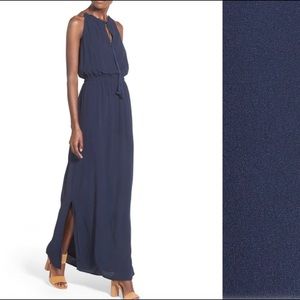 Madewell Tassel-Tie Navy Blue Sleveless Maxi Dress